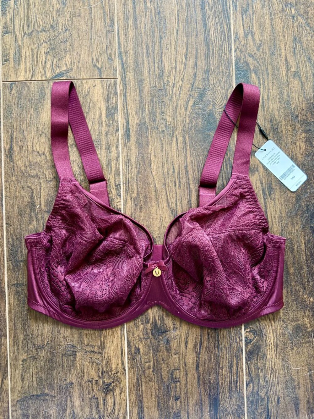 NWT Understance Anya Lace Flexwire Unpadded Bra Wine 34G